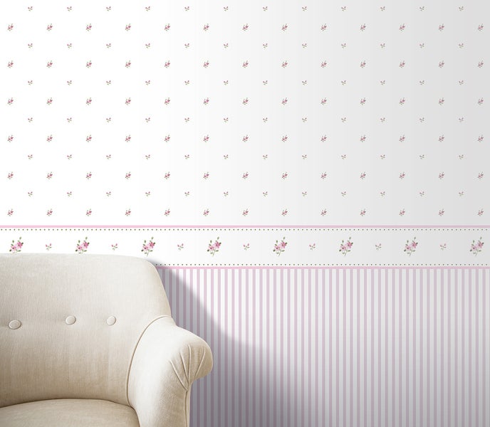Sanders und Sanders Tapete Blumen Graugrün, Lila und Weiß - 53 cm x 10 m - 640408
