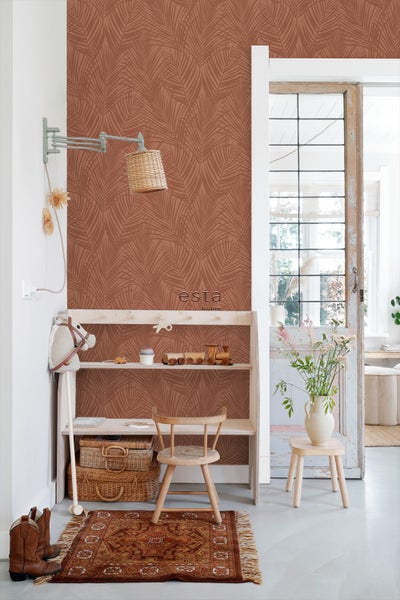 ESTAhome Tapete Palmblätter Terrakotta - 53 cm x 10.05 m - 139370