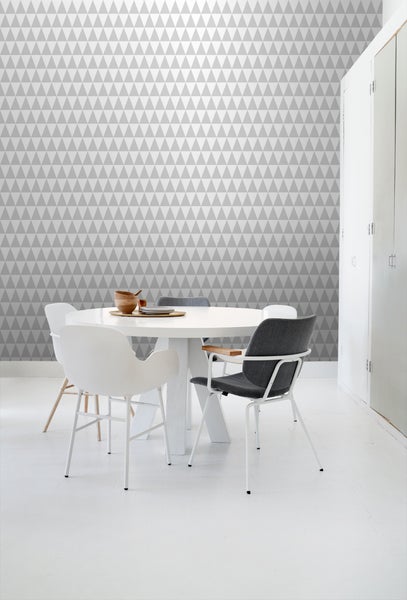 ESTAhome Tapete grafische, geometrische Dreiecke Hellgrau und Weiß - 53 cm x 10.05 m - 128842