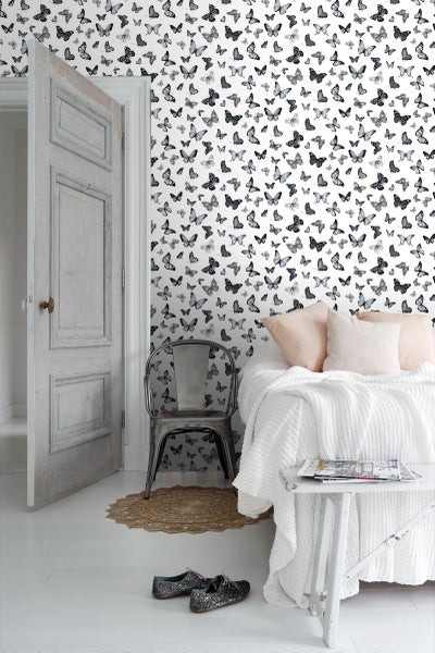 ESTAhome Tapete Schmetterlinge Schwarz und Weiß - 53 cm x 10.05 m - 138512