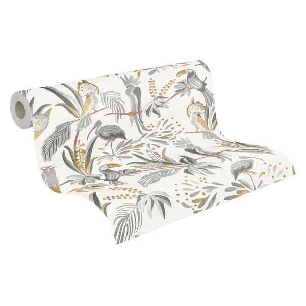 Tapetenrolle mit Vogel- und Pflanzenmuster