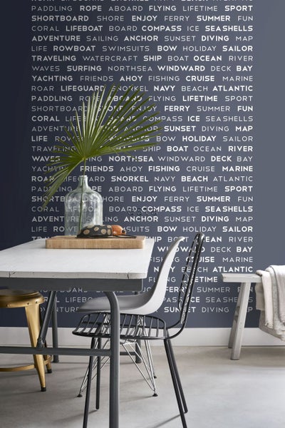 ESTAhome Fototapete maritime Texte Blau - 1,86 x 2,79 m - 158845
