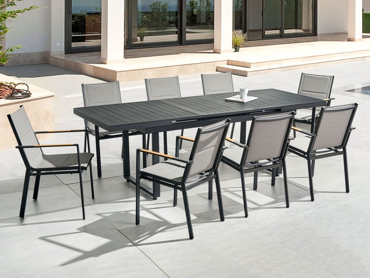 Gartenmöbel Set 8-Sitzer VALCANETTO/BUSSETO Metall Schwarz