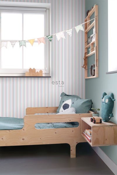 ESTAhome Tapete Streifen Blau und Rot - 53 cm x 10.05 m - 137308