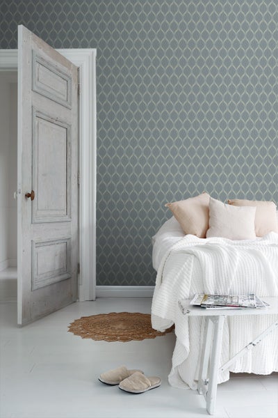 Duro Tapete Art Decó Muster Graublau - 53 cm x 10.05 m - 661158