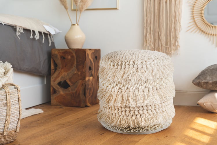 Pouf Hocker handgefertigt Natural Rund Ø 35 cm