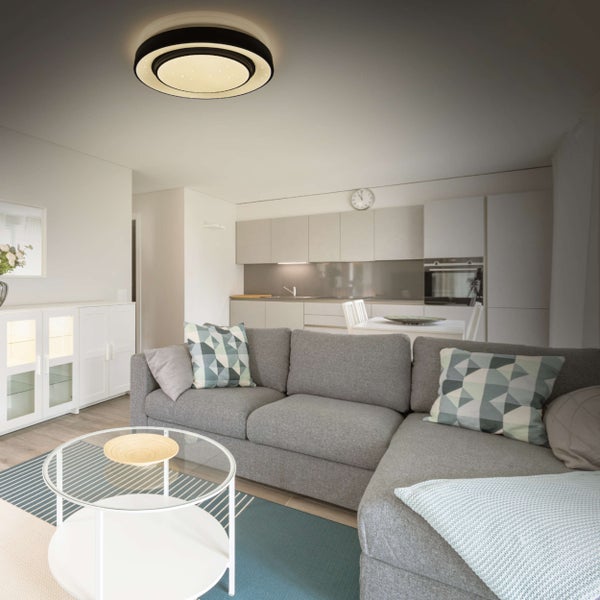 Technische Zeichnung einer Deckenleuchte mit den Maßen 375 Millimeter Durchmesser und 70 Millimeter Höhe