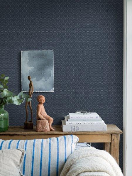 Borastapeter Tapete Fliesenmuster Graublau - 53 cm x 10.05 m - 660501