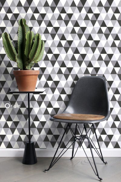 Origin Wallcoverings Tapete grafische Dreiecke Schwarz und Weiß - 53 cm x 10.05 m - 347202