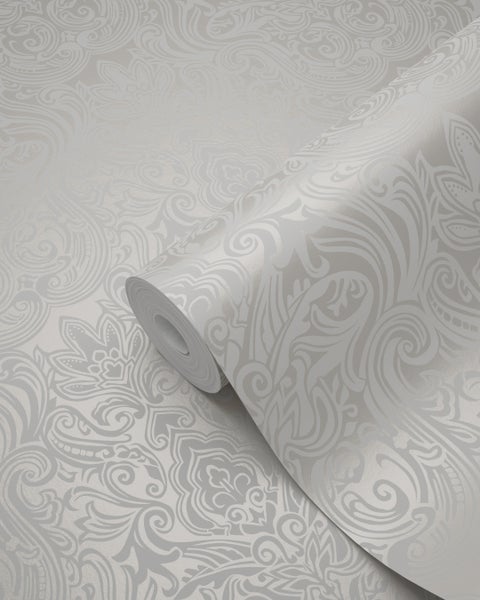 Origin Wallcoverings Tapete Ornamente Hellgrau - 53 cm x 10.05 m - 346530