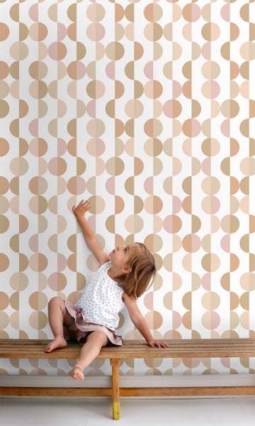 ESTAhome Tapete grafisches Motiv Terrakotta, Rosa und Beige - 50 x 900 cm - 139621