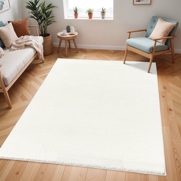 Hochfloriger Shaggy-Teppich Einfarbig Elfenbein 160x213 cm CLAIRE