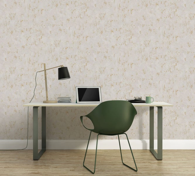 A.S. Création Tapete mit feiner Struktur Grau, Gold und Metallfarbe - 53 cm x 10.05 m - AS-393871