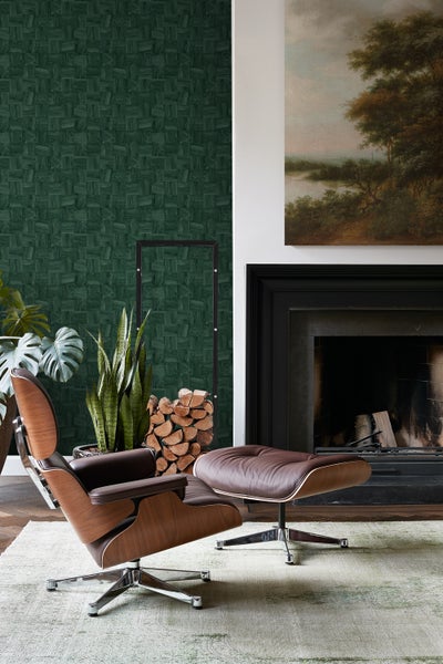 Origin Wallcoverings Tapete quadratische Holzstücke Dunkelgrün - 50 x 900 cm - 347934