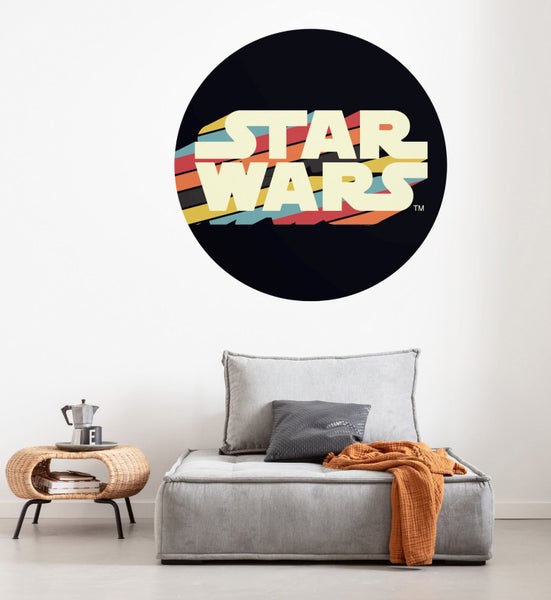 Disney selbstklebende runde Tapete Star Wars Logo Multicolor auf Schwarz - Ø 128 cm - 610399