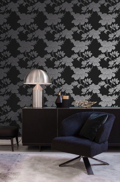 Origin Wallcoverings Tapete Blumen Schwarz - 53 cm x 10.05 m - 345927