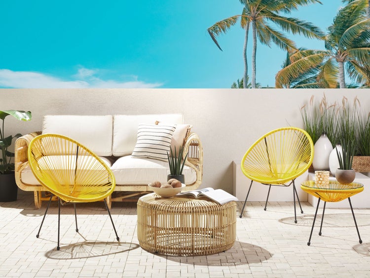 Bistro Set ACAPULCO II Polyrattan Gelb