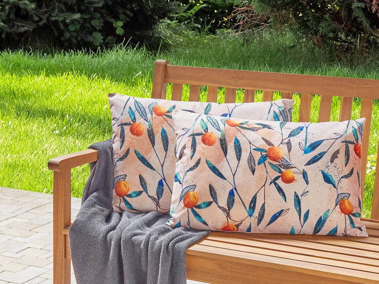 Gartenkissen 2er Set PIALPETTA 40 x 60 cm Orange Pflanzenmuster