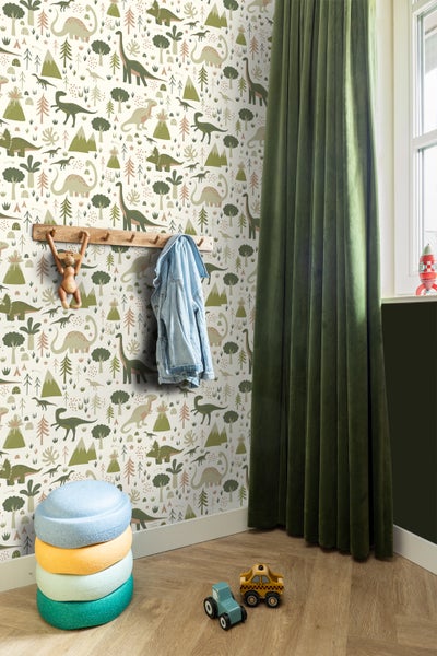 ESTAhome Tapete Dinosaurier Grün - 50 x 900 cm - 131356