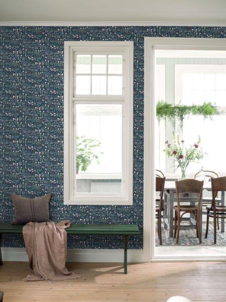 Borastapeter Tapete Blumen Graublau - 53 cm x 10.05 m - 660420