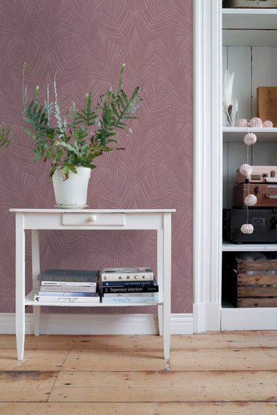 ESTAhome Tapete Palmblätter mauve-violett - 50 x 900 cm - 131221