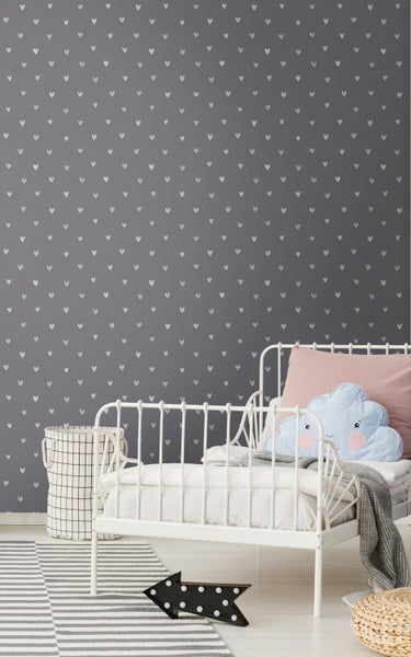 Walls4You Tapete Konfetti Herzen Dunkelgrau - 0,53 x 10,05 m - 935283