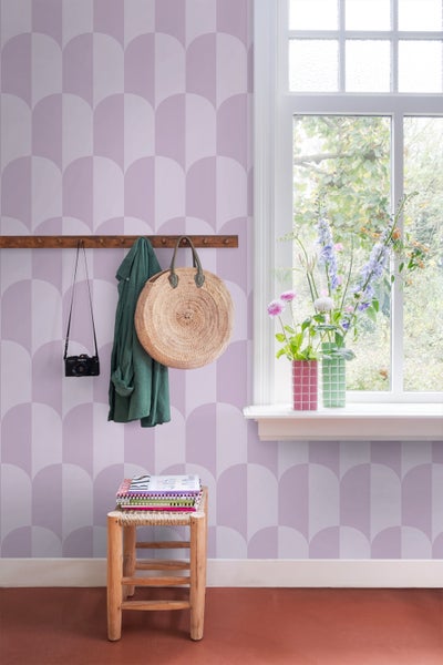 ESTAhome Tapete Art Decó Muster Violett - 53 cm x 10.05 m - 139993