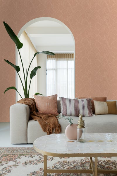 ESTAhome Tapete Blätter Terrakottarosa - 50 x 900 cm - 130933