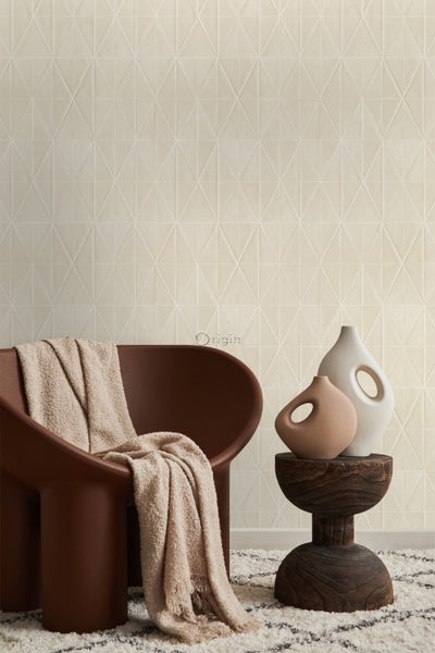 Origin Wallcoverings Tapete Origami-Muster Sandbeige - 53 cm x 10.05 m - 347855