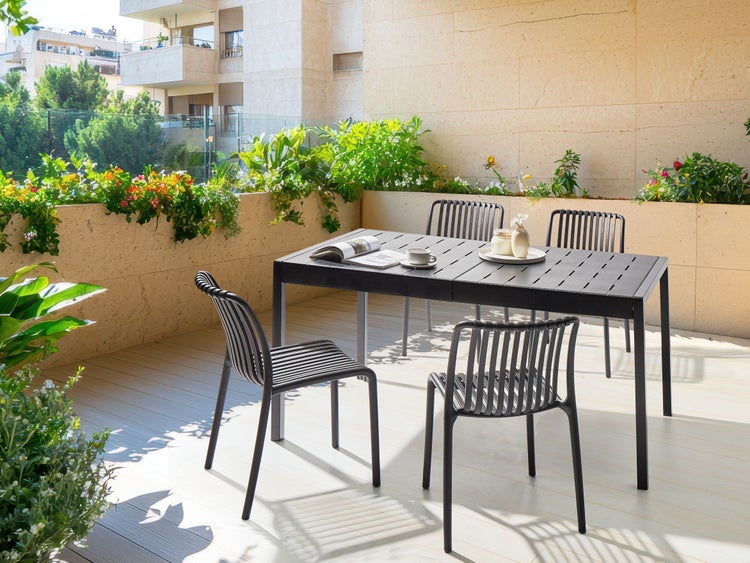 Gartentisch BARTICA 154 cm 84 cm Schwarz