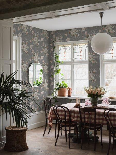 Borastapeter Tapete Blumenstillleben Grau - 53 cm x 10.05 m - 660261