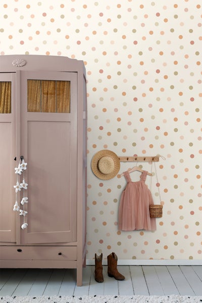 ESTAhome Tapete Punktmuster Beige und Mehrfarbig - 50 x 900 cm - 131626