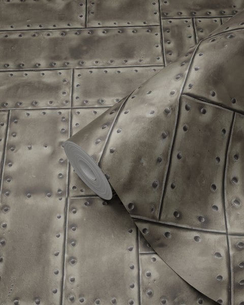 Origin Wallcoverings Tapete Metallplatten Braun - 53 cm x 10.05 m - 337244