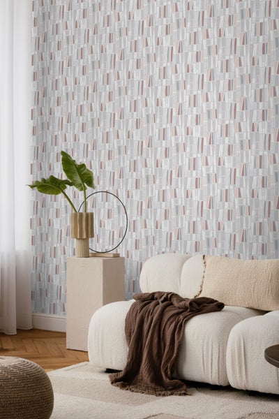 Borastapeter Tapete geometrisches Motiv Grau und Terrakotta - 53 cm x 10.05 m - 660037