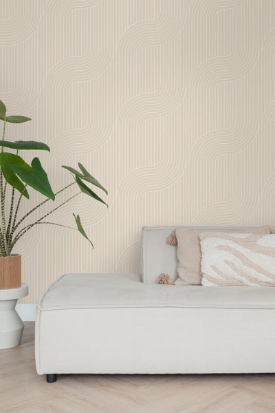ESTAhome Tapete grafische Linien Beige - 50 x 900 cm - 139927