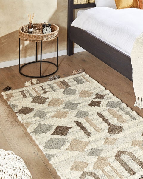 Kelim Teppich Wolle mehrfarbig 80 x 150 cm geometrisches Muster Kurzflor KAGHTSRASHEN