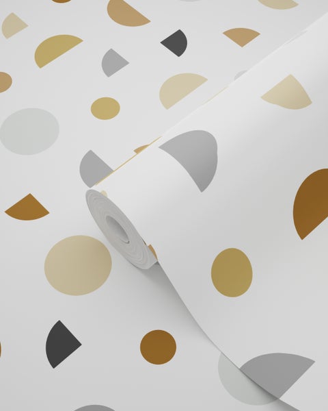 ESTAhome Tapete grafisches Motiv Weiß, Grau und Beige - 53 cm x 10.05 m - 139278