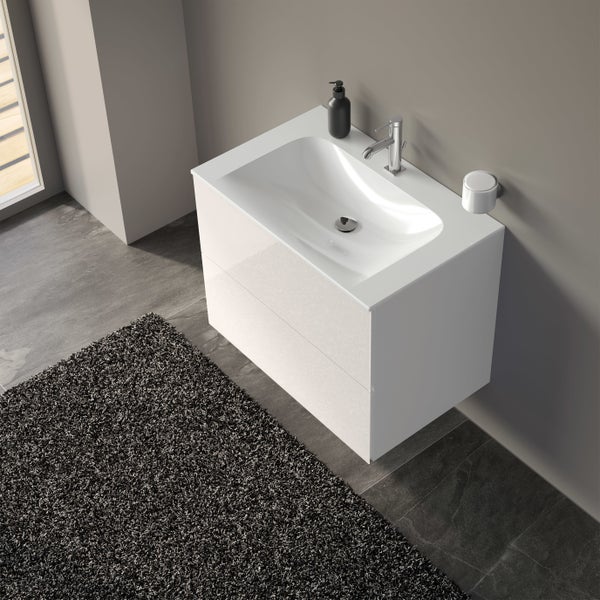 KEUCO Emma Badmöbel-Set 80 cm 2-teilig, mit Waschtisch und Unterbau