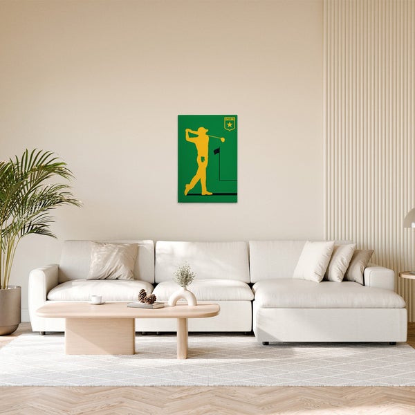 Dekoratives Sportposter mit Golfmotiv im Wohnzimmer