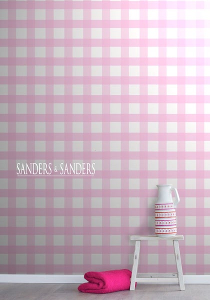 Sanders und Sanders Tapete Karomuster Hellrosa - 53 cm x 10,05 m - 935248