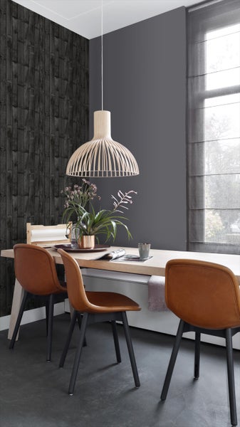 ESTAhome Tapete Holzoptik Schwarz - 53 cm x 10.05 m - 137745