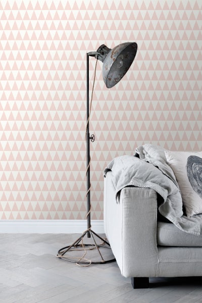 ESTAhome Tapete grafische, geometrische Dreiecke Pfirsichrosa - 53 cm x 10.05 m - 148670