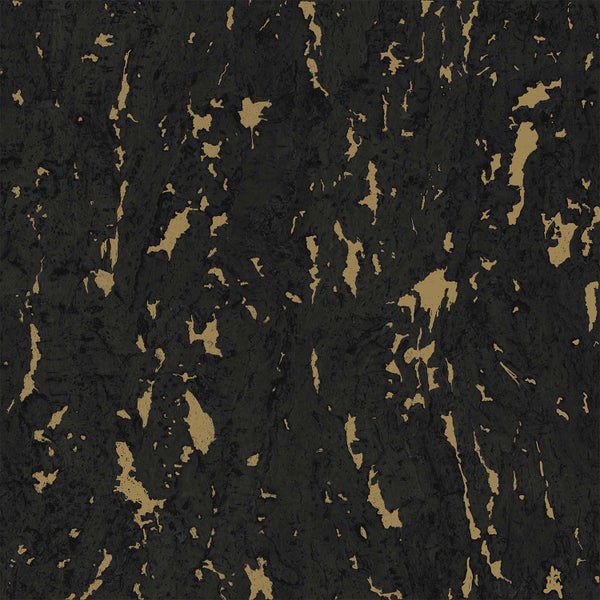 ESTAhome Tapete Kork Schwarz und Gold - 50 x 900 cm - 139337