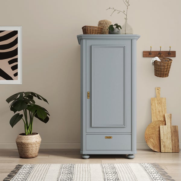MissPompadour seidenmatte Holzfarbe - Grau mit Grau - 1 L, Möbelfarbe ohne Schleifen - Farbe für Holz, Metall, Kunststoff - Holzlack, Möbellack schnelltrocknend mit hoher Deckkraft