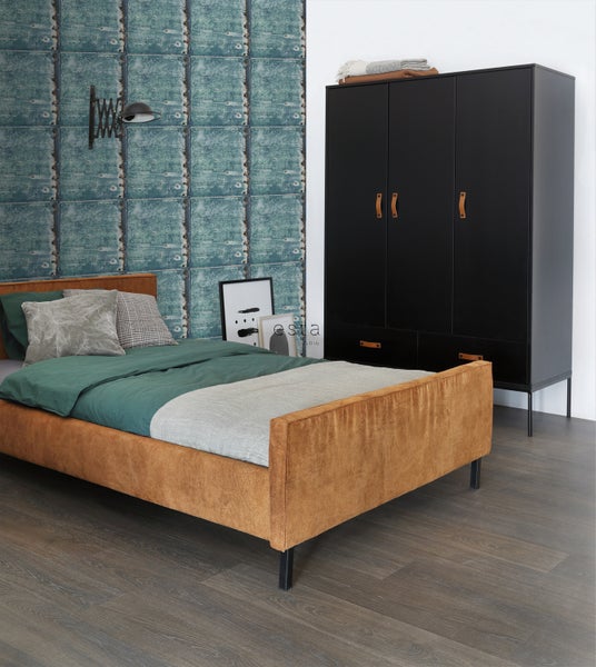 ESTAhome Tapete Metallplatten Türkis und Rostbraun - 53 cm x 10.05 m - 138220