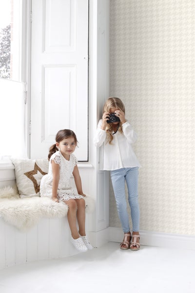 Origin Wallcoverings Tapete Hahnentritt-Muster Weiß und Silber - 53 cm x 10.05 m - 346842