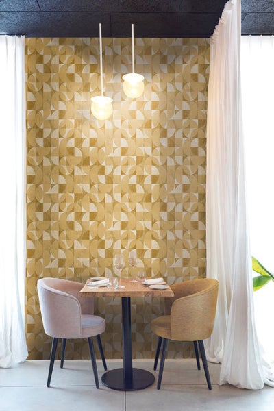 Masureel Tapete geometrisches Motiv Gelb - 53 cm x 10.05 m - 630806