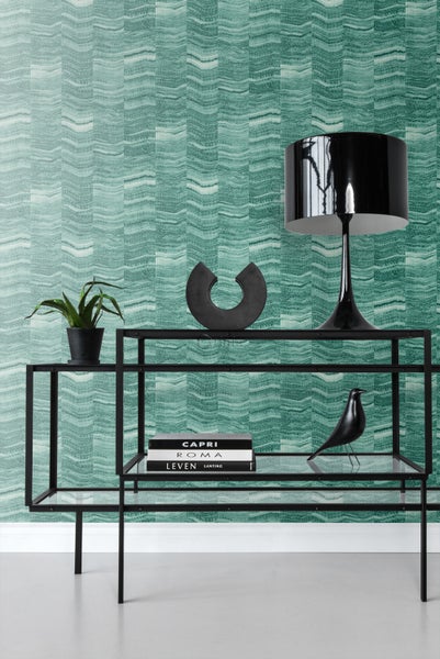 Origin Wallcoverings Tapete Zick-Zack-Mamorstreifen Smaragdgrün - 53 cm x 10.05 m - 337248