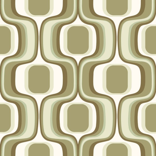 ESTAhome Tapete Retro-Ornamente Grün - 50 x 900 cm - 131586