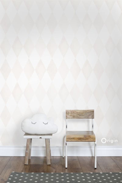 Origin Wallcoverings Tapete Karomuster Crème-Beige und Weiß - 53 cm x 10,05 m - 337216
